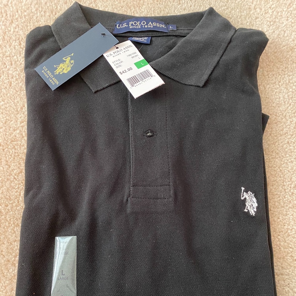 Men's US Polo Association Black Polo Size Large